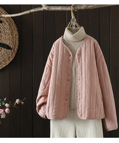 2023 Retro Kunst Winter kurze Jacke Frauen einfarbig personal isierte vielseitige lose lässige Baumwoll mantel geste ppte Tops z4260