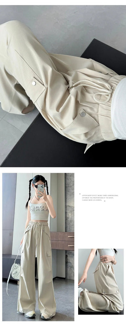 Amerikanischer Fallschirm mit niedriger Taille für Damen im Frühling und Herbst 2022, neue Bergsteiger-Jogginghose mit weitem Bein, schlanke Sport-Arbeitshose.