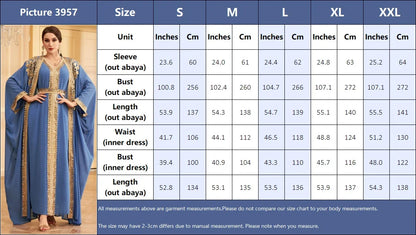 Ramadan Sequins Dubai Abayas Arab Tunics Batwing Sleeve Dresses For Women Gala Two pieces Moroccan Elegant Kebaya.