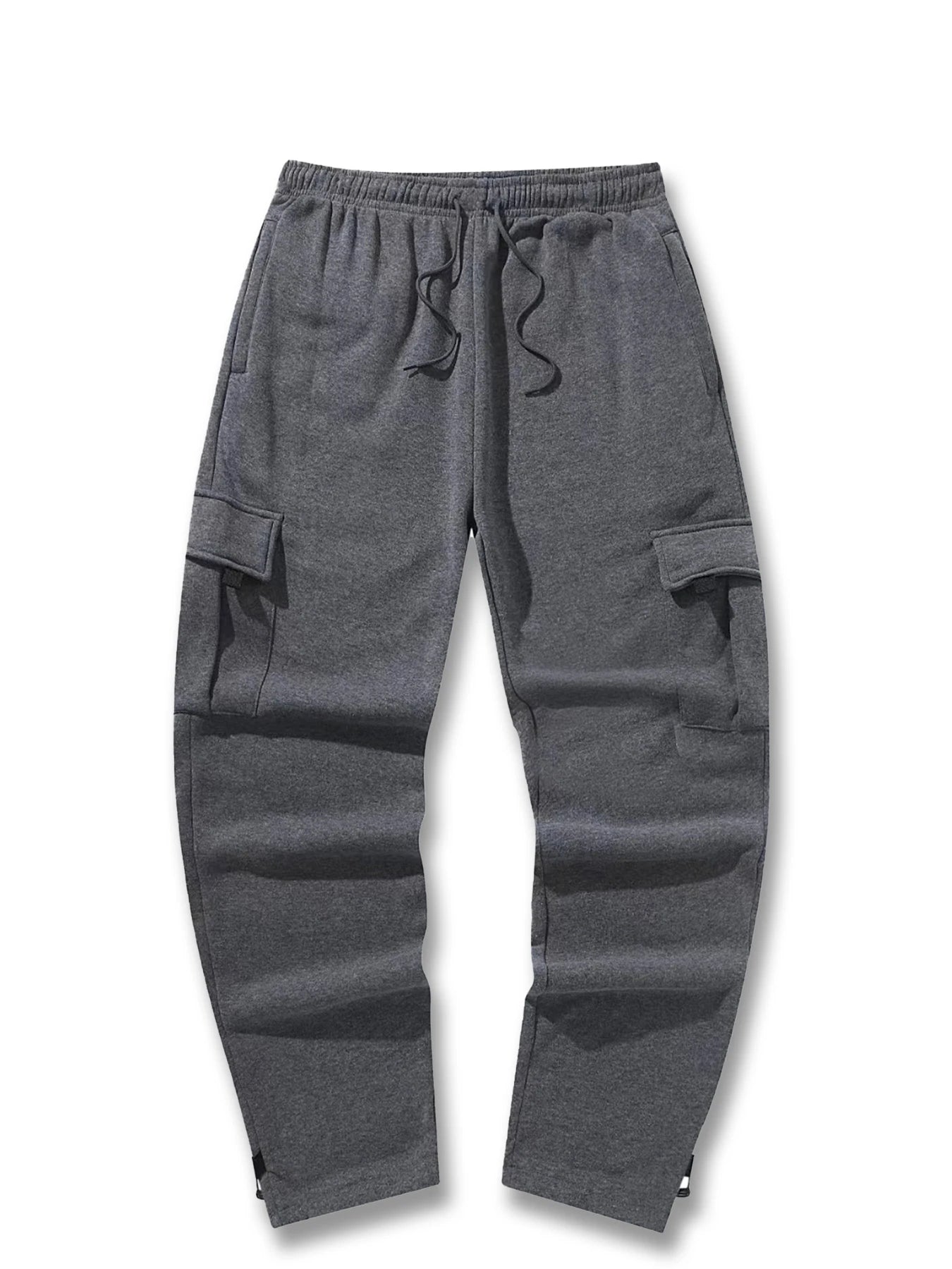 Mens Sweatpants Straight Fit Casual Pants Autumn Winter Men Running Jogger Sports Gym Trousers Solid Color Multi-pocket Pants.