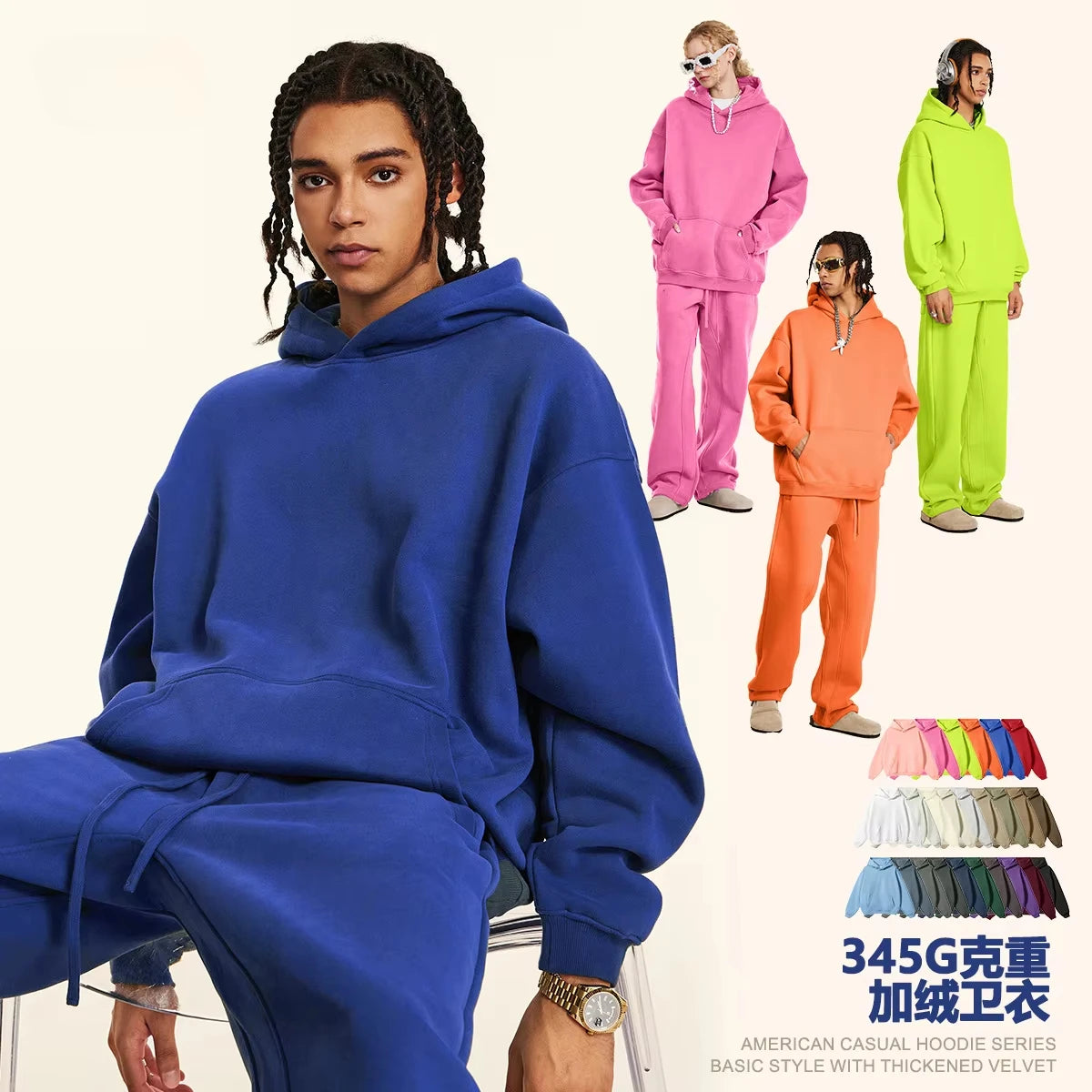 King Print hoodie suit men s casual sportswear fashionable spring and autumn jogging pullover sportswear sweatpants.