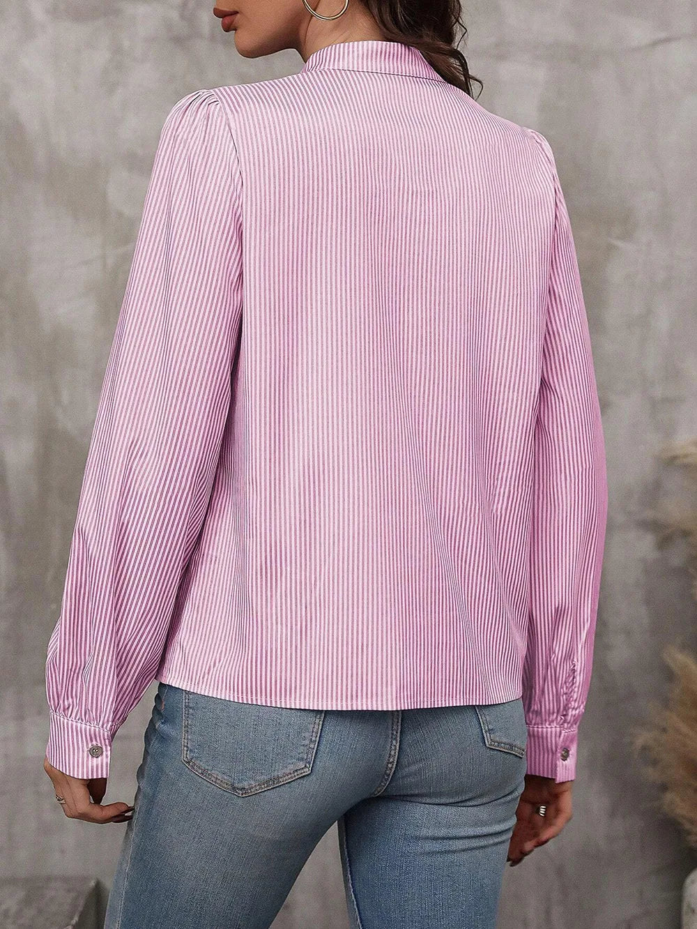 New Fashion Women's Color-coded Striped Casual Trendy Loose Single-breasted Pullover Long Sleeve Shirts Female Clothes T-shirts