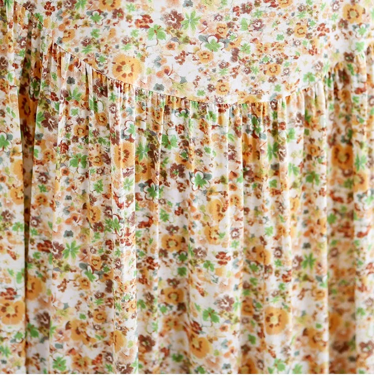 Kurzarm übergroße Baumwolle Satin Vintage Blumen neu in Kleidern für Frauen lässig lose lange Sommerkleid elegante Kleidung.