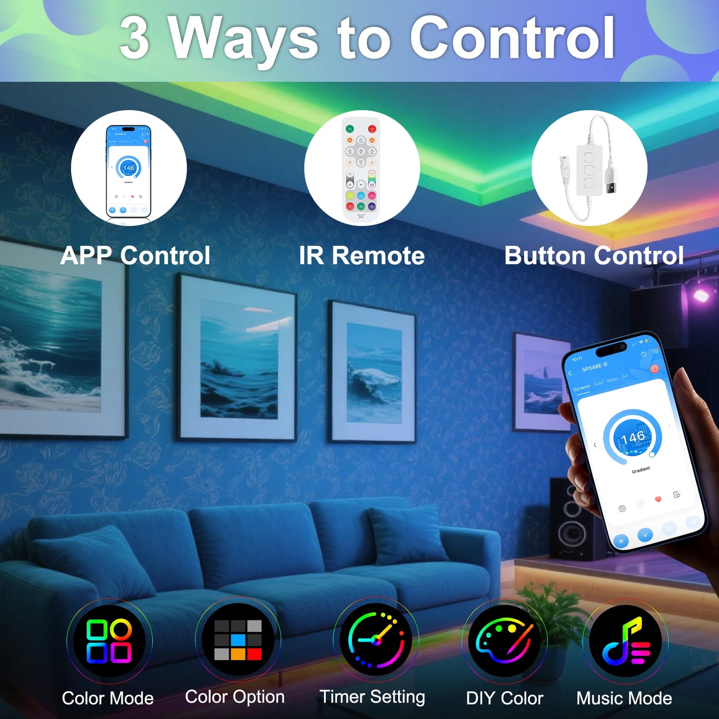 3mm 5mm 5V WS2812B Addressable COB LED Strip Individually IC RGB Flexible LED Strip High Density Dream Color LED Tape.