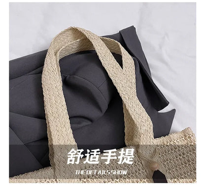 Summer Fashion Women's Large Capacity Shoulder Bag Straw Woven Bag Letter Embroidery Handbag Casual Female Tote Bag Beach Bags.