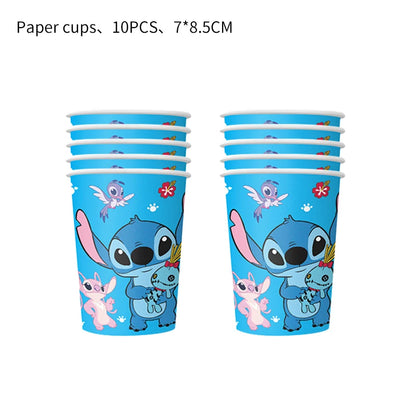 Stitch Party Supplies für Kinder Lilo und Stitch Geburtstag Party Dekorationen Luftballons Banner Tischdecke Hintergrund Geschirr