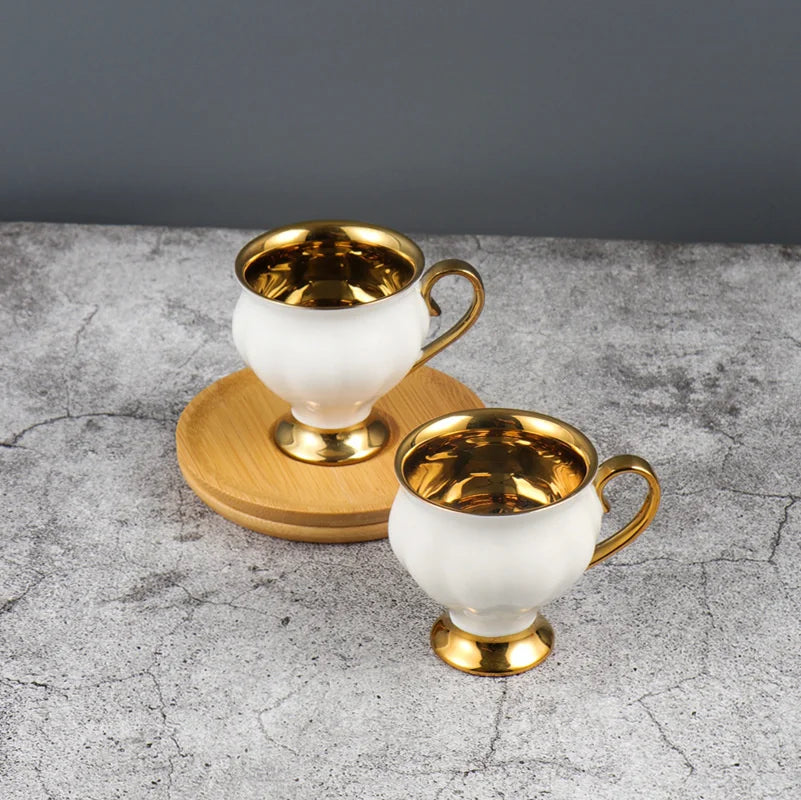2pcs/set Turkish Coffee Cups Set Of 2 Ceramics Cup Of Coffee Creative Gifts Relief Teacup And Saucer Set Retro 90ml Gobelet