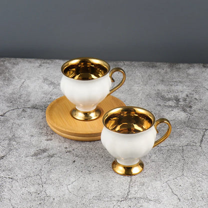 2pcs/set Turkish Coffee Cups Set Of 2 Ceramics Cup Of Coffee Creative Gifts Relief Teacup And Saucer Set Retro 90ml Gobelet