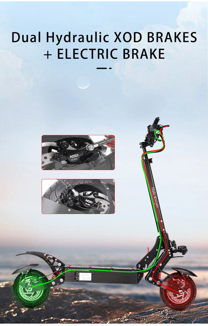 Halo Knight T108 28.8Ah 1000W Dual Motor Faldable Electric Scooter 65KM/H Max Range 60KM On-Road Tire E Scooter with Suspension.