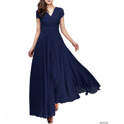 Frauen Damen Kleidung Kurzarm Sexy Club Boho Strand Kleid Dame Sommer Tiefem V-ausschnitt Party Lange Maxi Kleid Frauen.