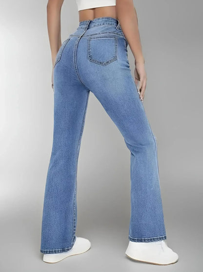 Spring 2025 Women's High Waist Straight Leg Light Blue Jeans Slimming Versatile Denim Pants Fashionable Casual Trousers.