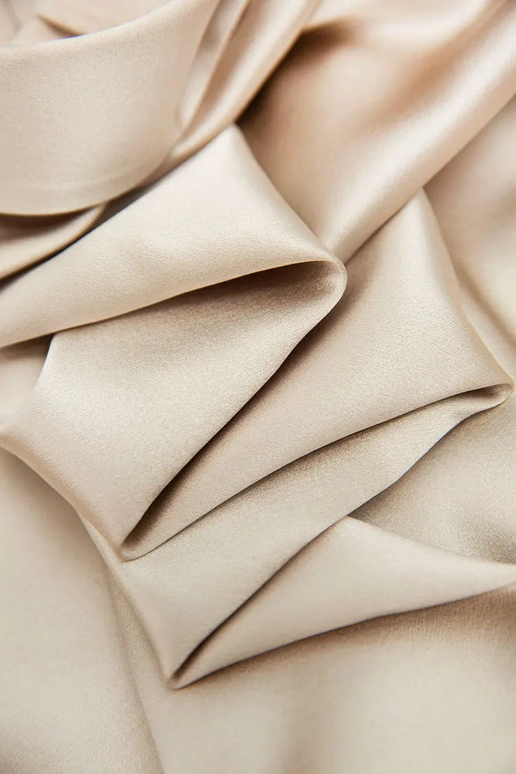 Women's French Style High Quality 40 MM Heavy Office Lady Solid Satin Silk Long Sleeve Shirt Ladies' Blouse.