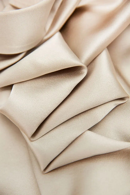 Women's French Style High Quality 40 MM Heavy Office Lady Solid Satin Silk Long Sleeve Shirt Ladies' Blouse.