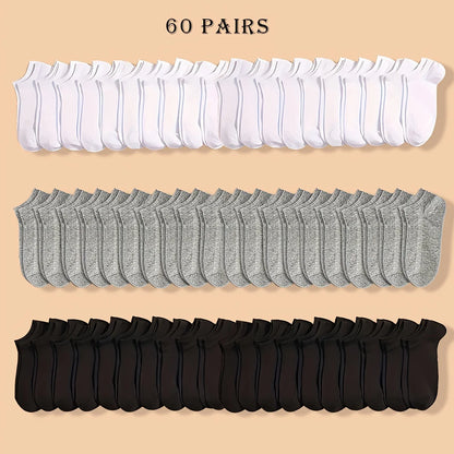 10/20/30/40/60 Pairs Of Unisex Solid Color Socks Comfy Breathable Soft Sweat Absorbent Socks For Daily And Outdoor Wearing.