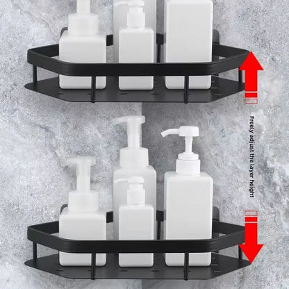 Kein Stanzen erforderlich, Badezimmerregal, Aluminiumlegierung, Shampoo-Regal, Make-up-Organizer, Duschregal, Badezimmer-Accessoires, Eckregal