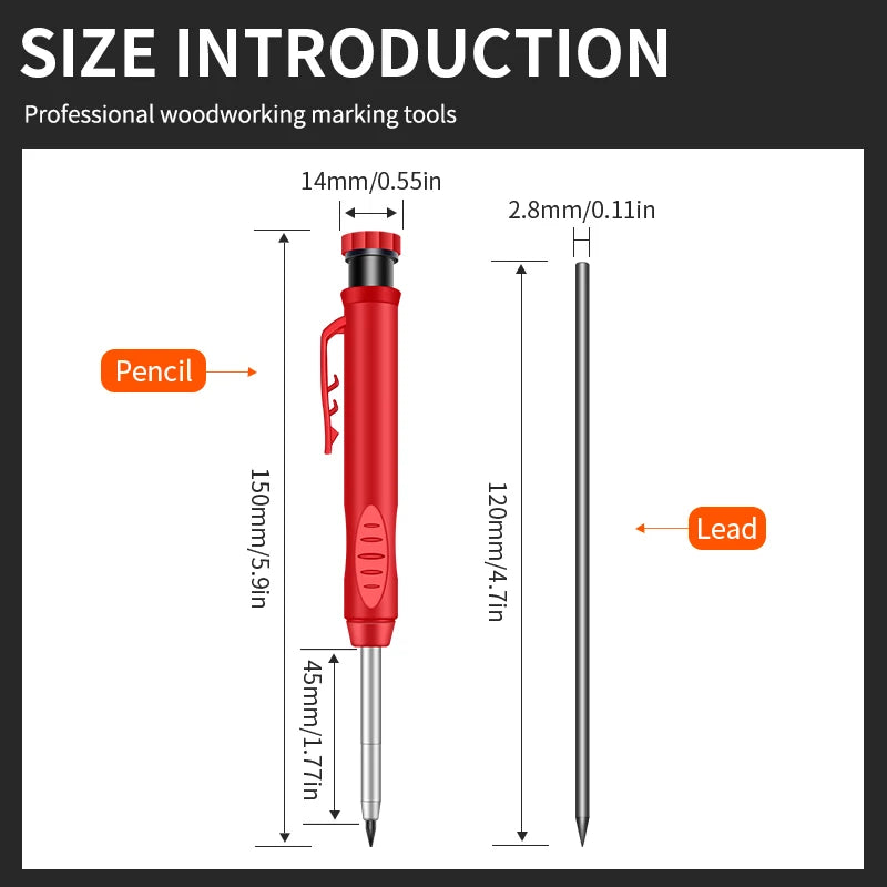 Heiße 2,8mm Markierung Druck bleistift solide Zimmermann Schreiber Schreiner mit Anspitzer für die Holz bearbeitung Zeichnung Briefpapier.