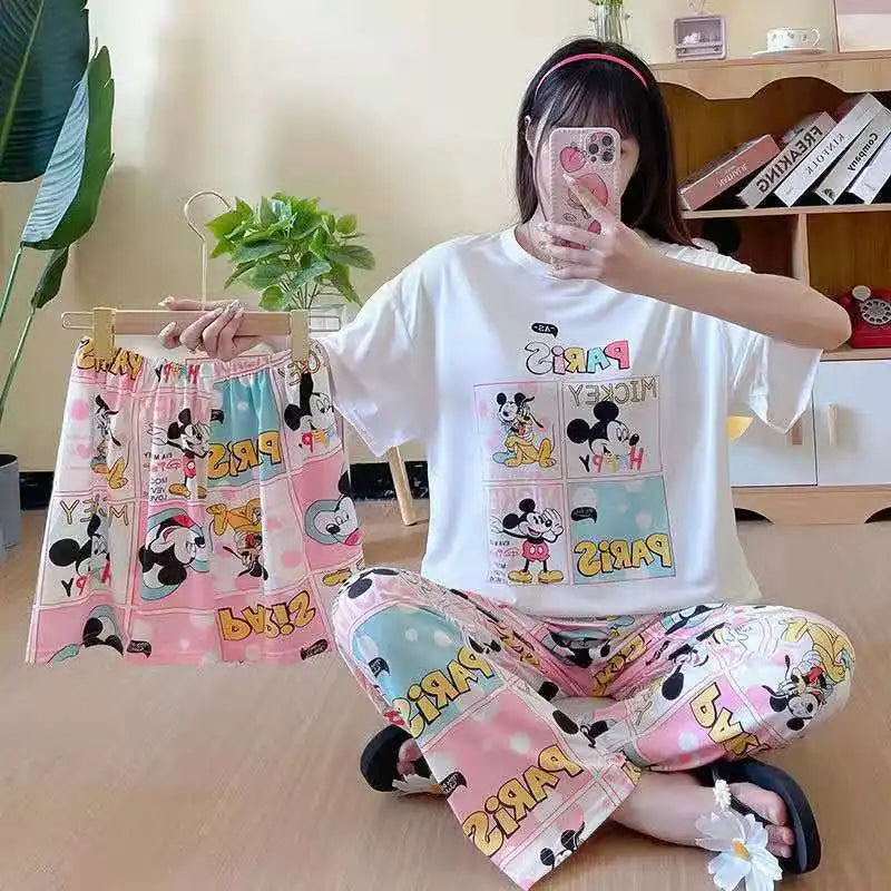3 Teile/satz Damen Pyjamas Freizeit Sommer Homewear Set süße Pyjamas Minnie Cartoon Pyjama.