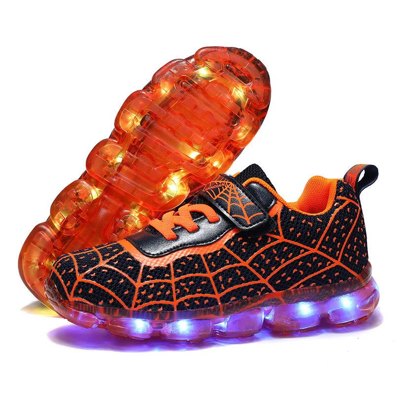 YUNICUS Breathable Sports Children'S Shoes Boys Leisure Sports Led Marquee Light Shoes Sneakers Boys Usb Charging Light Shoes.