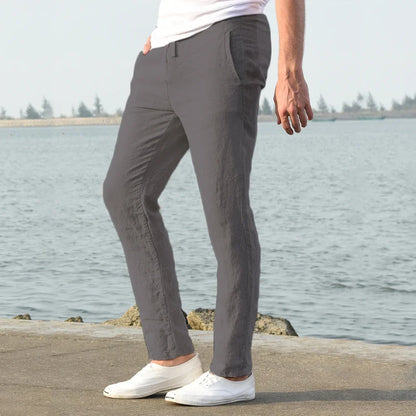 Men's Cotton Linen Pants Male Autumn New Breathable Solid Color Linen Trousers Fitness Streetwear S-3XL.