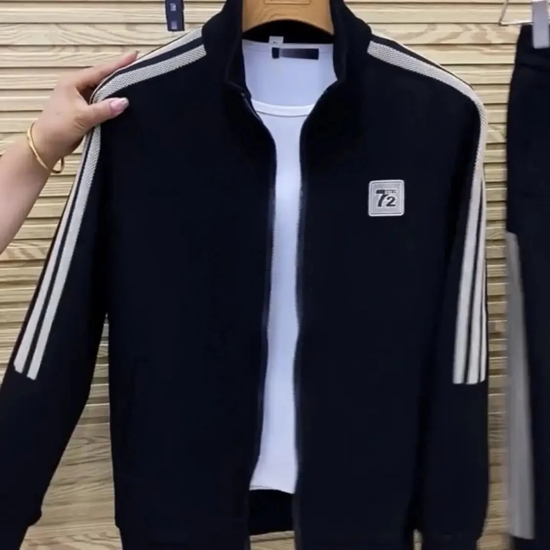 Men's Casual Sportswear Set Spring Autumn Long Sleeve Stand Collar Jacket Pants Comfortable Breathable Sports Outfit