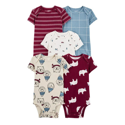 5 teile/satz Baumwolle Weiche Bequeme Baby Bodys Kurzarm Einteiliges für Neugeborene Sommer Bebe Kleidung Baby Dusche Geschenke