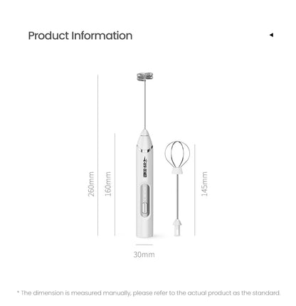 MHW-3BOMEBR Rechargeable Milk Frother Handheld Electric Foam Maker Stainless Steel Whisk Drink Mixer Foamer for Latte/Cappuccino.
