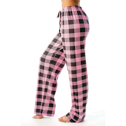 Frauen Weihnachten Pyjama Hosen Herbst Winter Plaid Gedruckt Hosen Mode Lässig Breite Bein Hosen Kleidung Streetwear