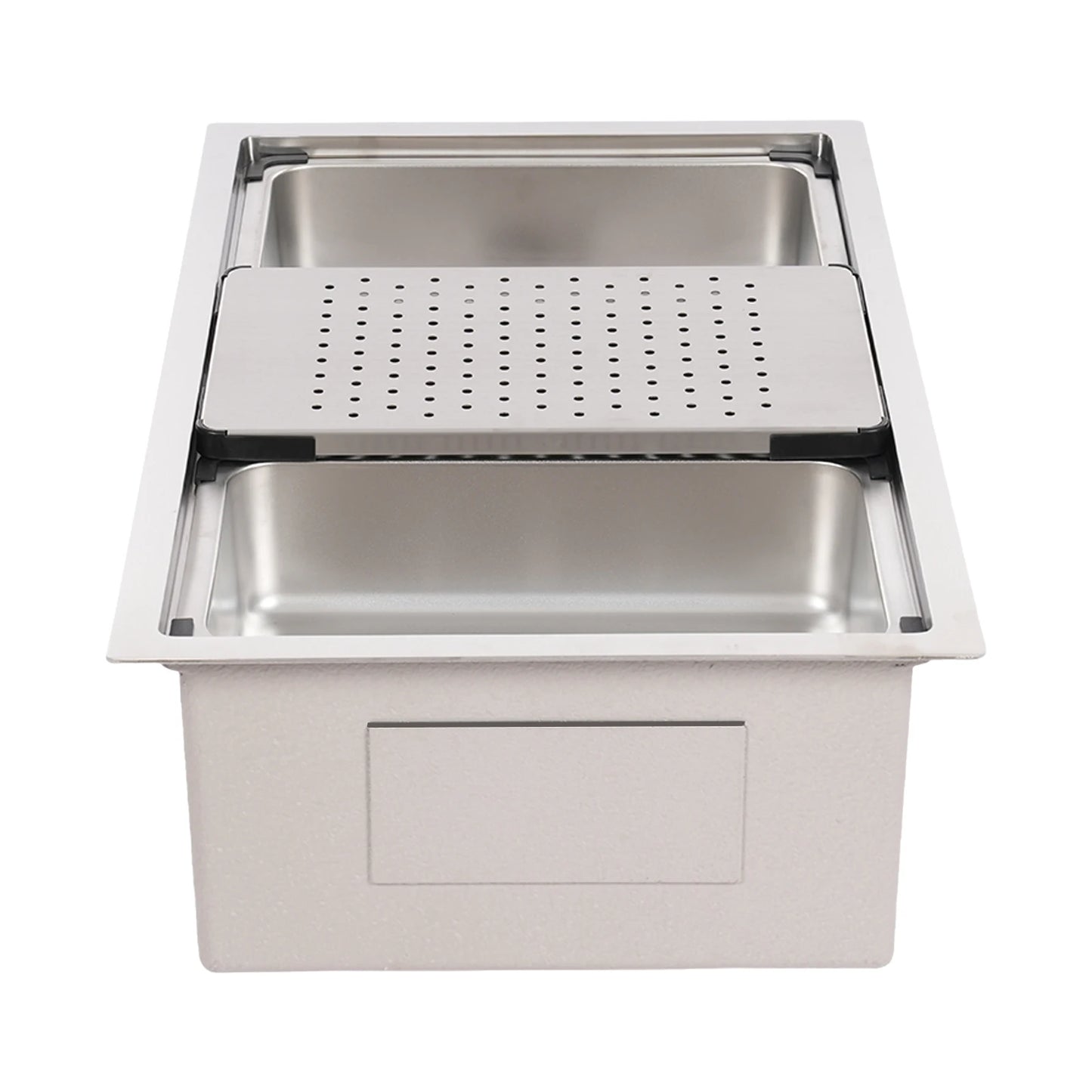 Küchenspüle aus Edelstahl, 8,66 Zoll tief, Abtropfkorb, Innenbecken, Unterbau- oder Überbau-Design