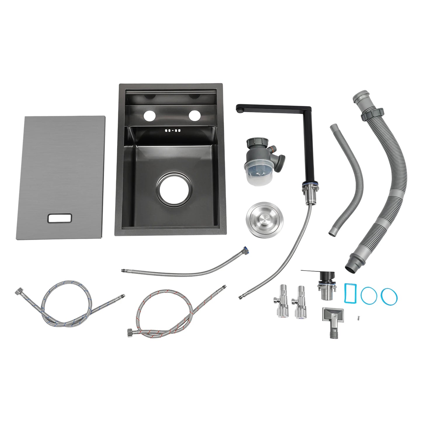 Verstecktes Küchenspüle, schwarz eingebettetes Arbeitsplattenwaschbecken, unsichtbares Waschbecken für die Küche, Bar, platzsparendes, verstecktes Badezimmerwaschbecken für Küchen