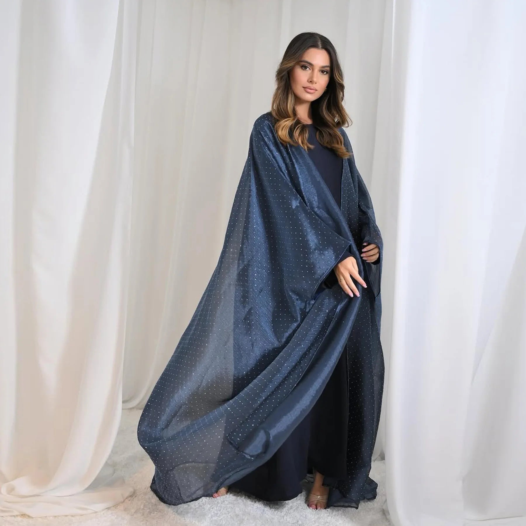 Middle Eastern Islamic Three-Piece Clothing for Women Ramadan Muslim Modest Abaya Dress with Hijab 2025 New Turkey Kaftan Robe.