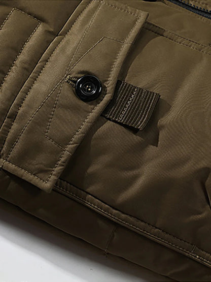 Men's Casual Trend Korean Version Of The New Raccoon Fur Collar Mouth In The Long Cold Warm Cotton Jacket Thickening.