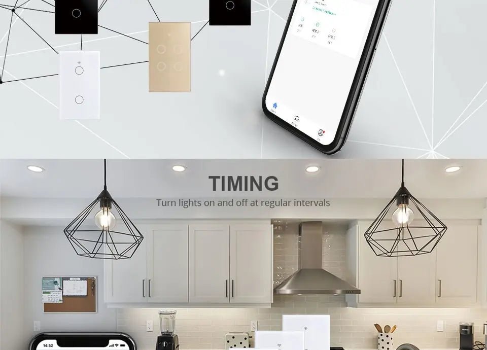Tuya WiFi Smart Licht Schalter UNS Standard Arbeit Mit Alexa Google Home Wand Touch Schalter 110 V 220 V RF433Mhz Fernbedienung 1 2 3 4 Gang.