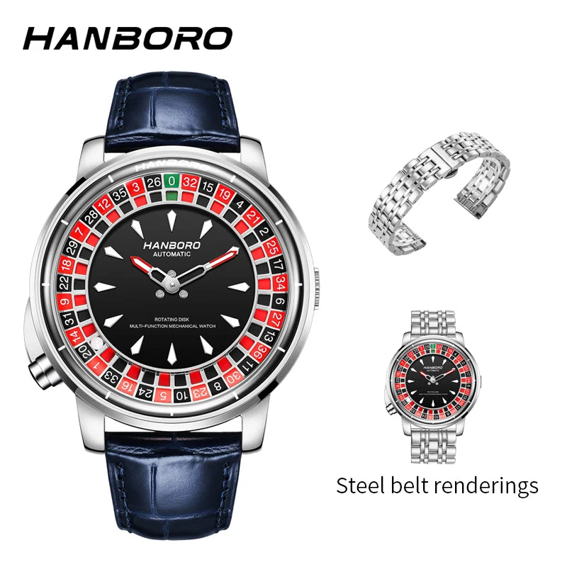 HANBORO men's fully automatic mechanical watch, roulette wheel, roulette wheel, men's watch 1001