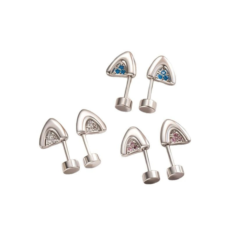 Silver Color Cat's Ear Droplet Shaped Zircon Stainless Steel Ear Bone Nail Earring for Women New Trendy Body Piercing Accessorie.