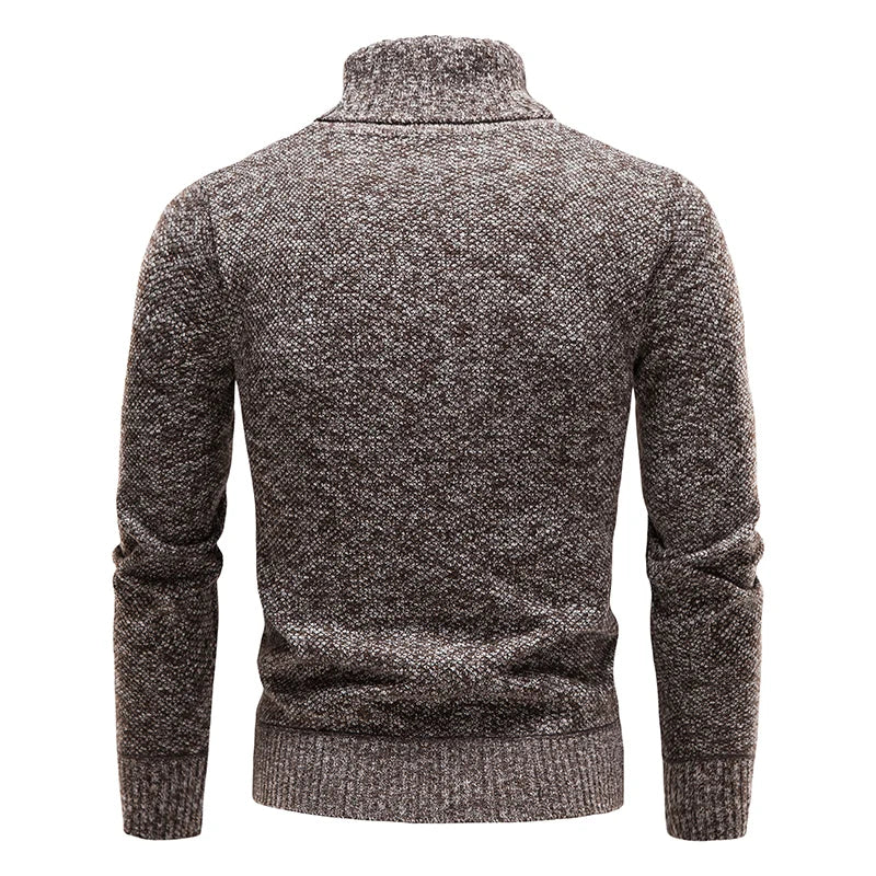 Autumn Winter Fleece Sweater Men Thicker Turtleneck Warm Pullover Slim Fit Man Clothes Luxury Brand Black Brown Jumpers Elastic.