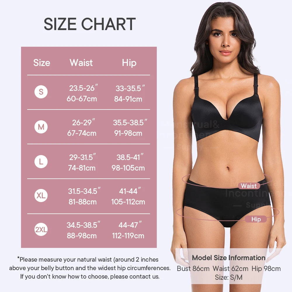 Women's Physiological Briefs Bamboo Fiber Super Absorption Mid-waist Menstrual Panties 4-Layer Leakproof    Protection.