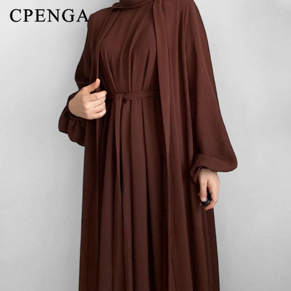 2024 New Muslim Sets for Women Ramadan Prayer Dress Modest Dresses Eid Dubai Abaya Female Islam Clothing Elegant Party Clothes