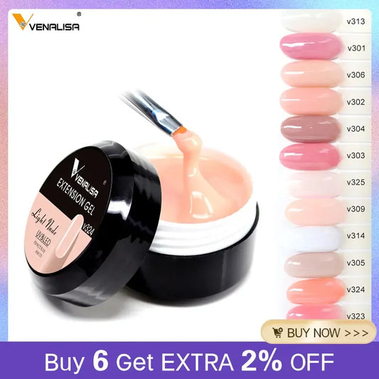 Venalisa Camouflage Nail Gel 15ml Soak Off UV LED Nail Polish Builder Construction Extend Semi Transparent  Jelly Poly Nail Gel.