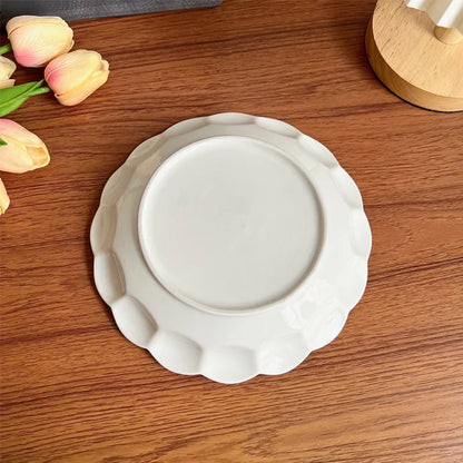 Irregular Ceramic Kitchen Tableware Lovely Pink Petal Household Ceramic Dinner Plate Lace Soup Plate  Deep Fruit Plate.