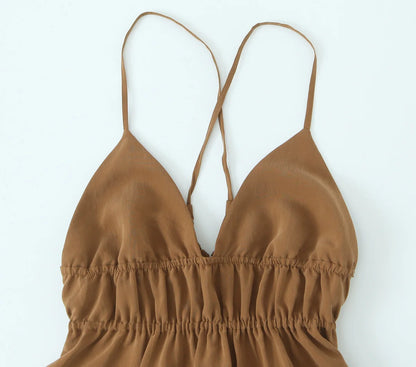 TFMLN Frauen Retro Sling Kleid Für Frauen Elegante Ärmellose V-ausschnitt Backless Mixi Kleid Dame EINE Linie Fashion Club Party Langes Kleid.