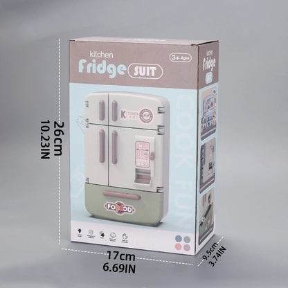 Cute Simulation Microfilm Furniture Double Door Refrigerator 1:12 Dollhouse Kitchen Model Decorations For Girl Birthday Gifts.