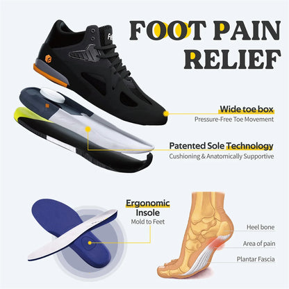 FitVille Herren-High-Top-Basketballschuhe, verbreitert, leicht, lässig, atmungsaktiv, für männliche geschwollene Füße, lindert Schmerzen.