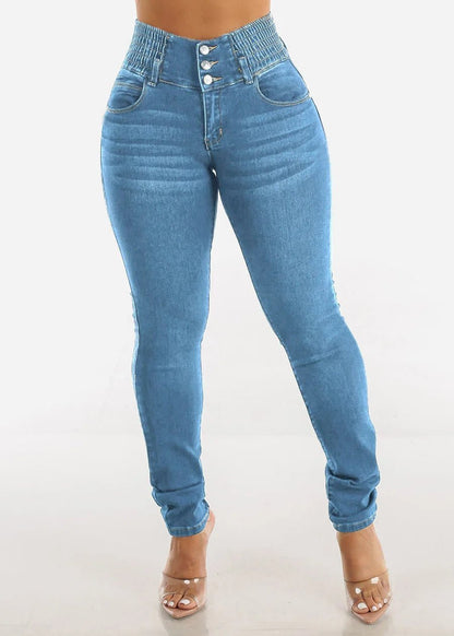 Jeans-Bleistifthose für Damen, 2025, dünne Hose, hohe Taille, Stretch, gewaschen, Distressed-Taschen, Knöpfe, Vintage-Denim, Streetwear.