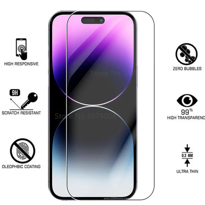 4PCS Tempered Glass Case For iPhone 15 17 16 Pro Max Protective Glass iPhone16E 14Pro iphone17 Pro Max Screen Protect Film Cover.