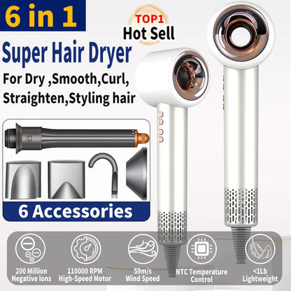 220V Super Hair Dryer 1600W Leafless Hair dryer Personal Hair Care Styling Negative Ion Tool Constant Anion Electric Hair Dryers