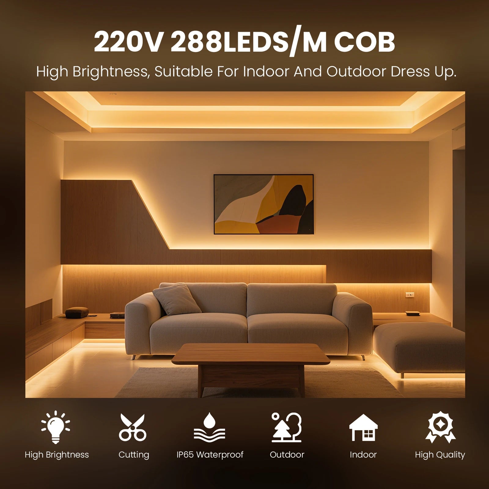 220V COB LED Light Strip Waterproof With EU Plug Red/Blue/Pink/Green Home Outdoor Garden Lighting Flex Silicone Tube Neon Lamp.