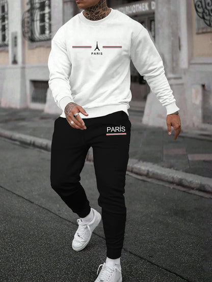 Jogging Mens Tracksuit Printing Single Piece O Neck Sweatshirt Sweatpants Man Clothing Casual Office Hoodies Fashion Streetwear.