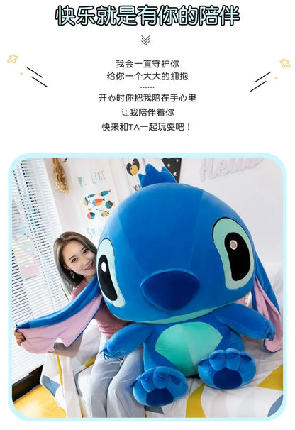 80cm Big Size Disney LILO & Stitch Anime Plush Stuffed Doll Room Plushies Pillow Ornaments Peluche Children's Holiday Gifts.