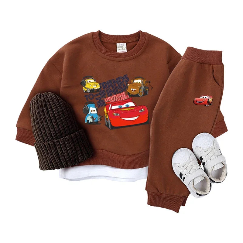 Korean Baby Clothing Sets Spring Autumn Toddler Boy Girl Cartoon Car Lightning Mcqueen Tracksuit Pullover Pants 2PCS Suit Outfit.