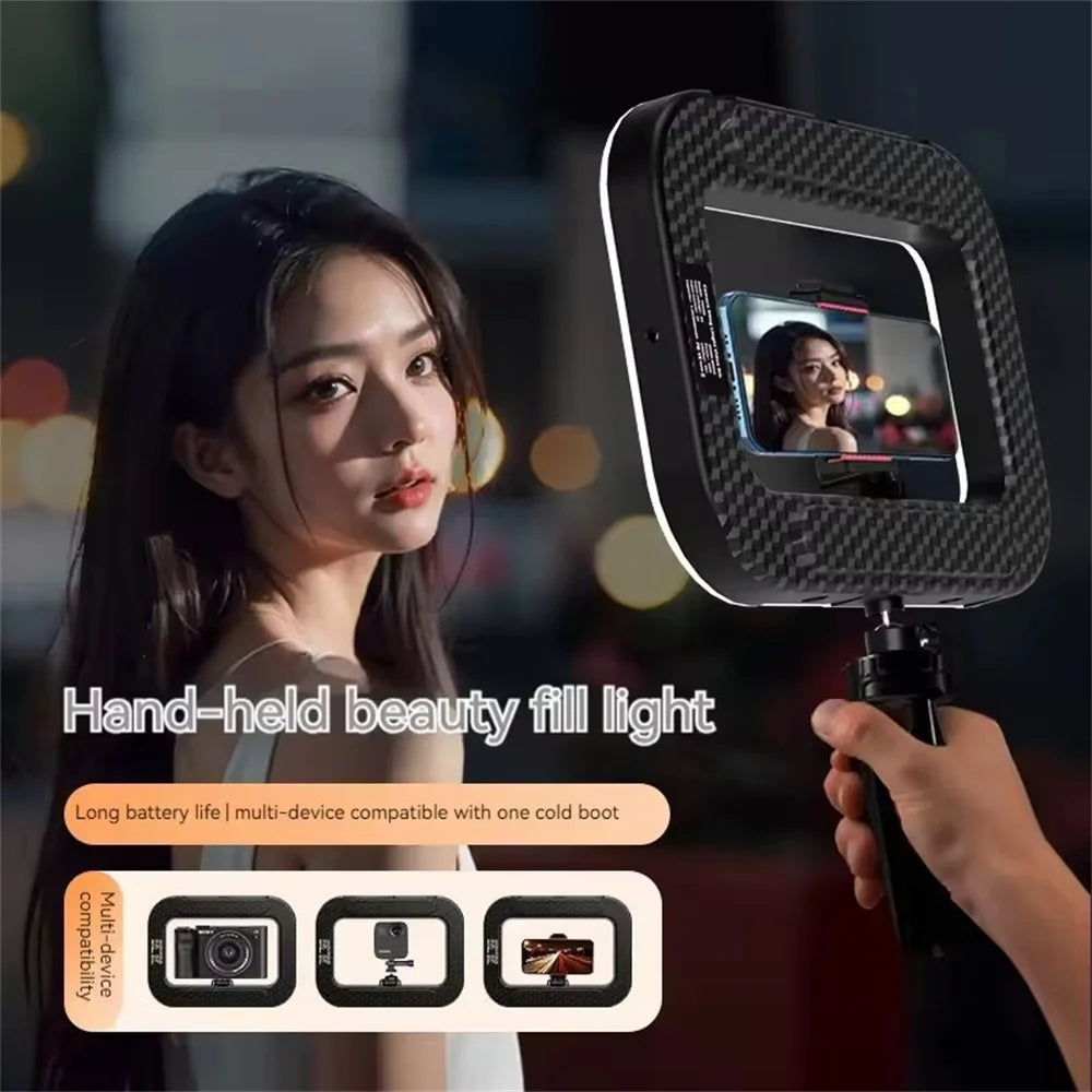 FANGTUOSI New Handheld Ring LED Rechargeable Fill light Portable Mobile Phone Live Photography Desktop Rabbit Cage Selfie Light.